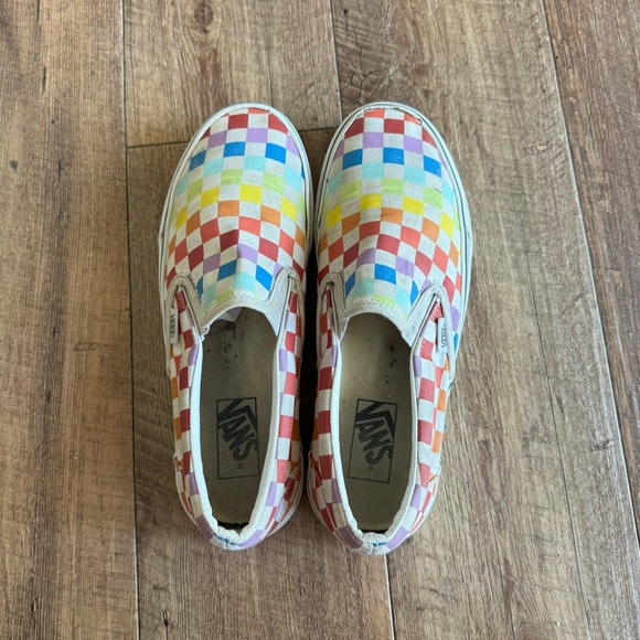 Vans rainbow checkerboard classic slip on sneakers size 9.5 - Picture 5 of 10